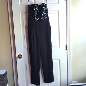 NWT Alice & Olivia black strapless jumpsuit size 8